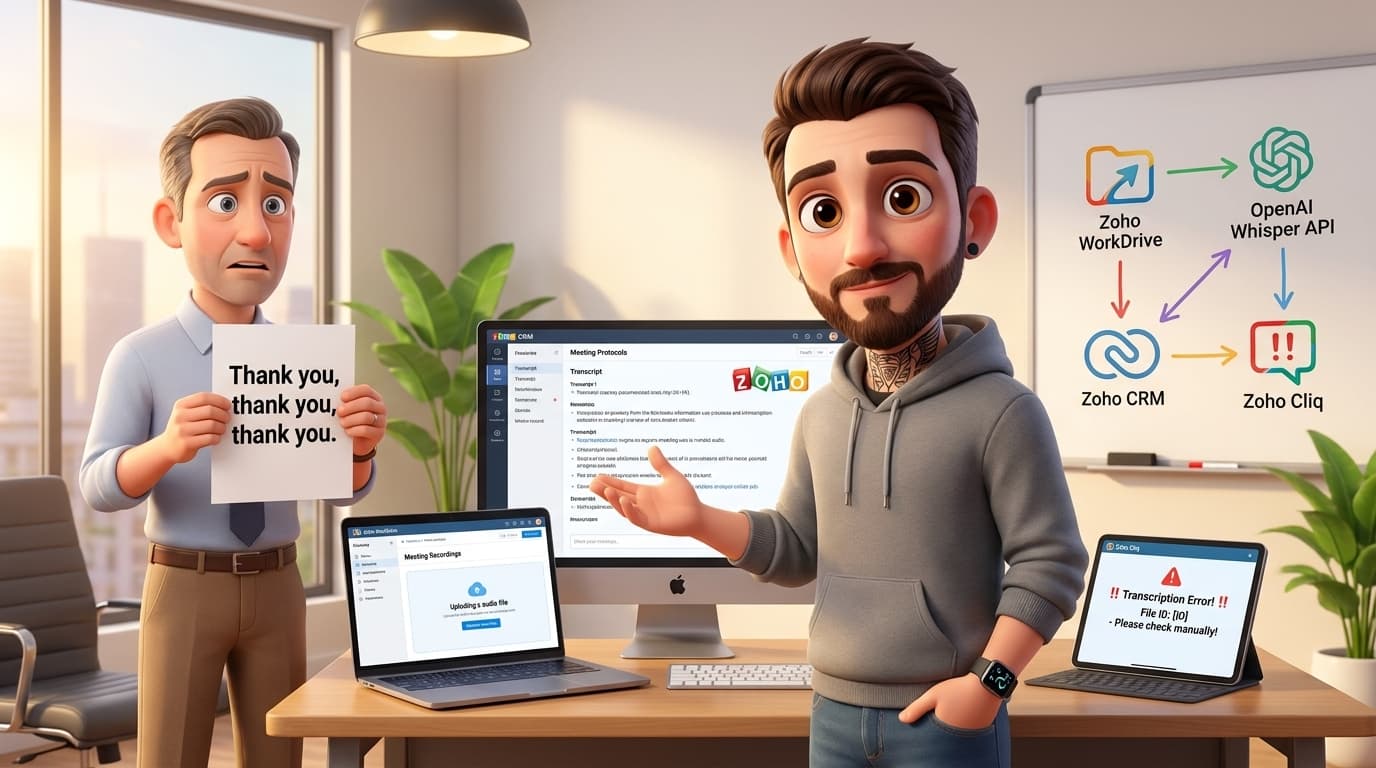 Tutorial: Zoho WorkDrive, CRM und Whisper API für Transkriptions-Workflows