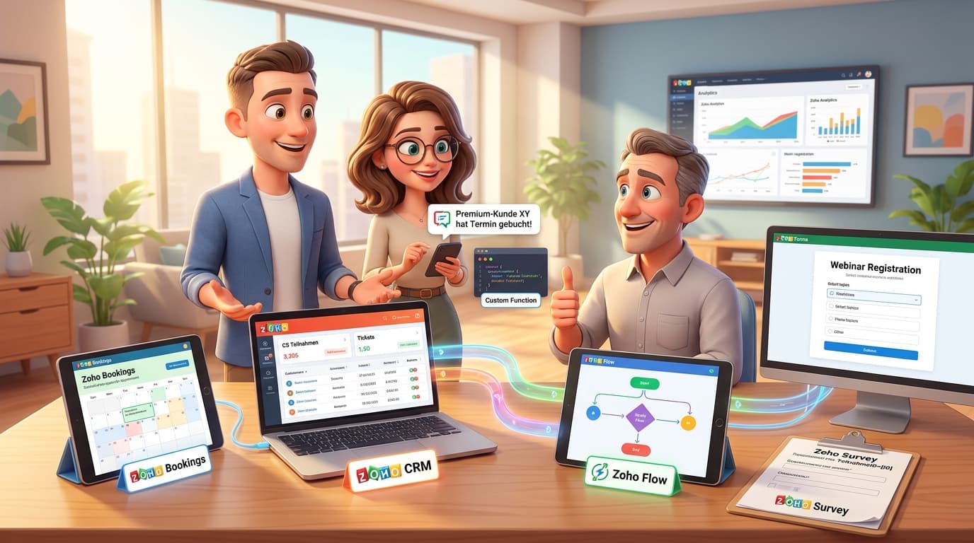 Zoho CRM, Bookings und Flow für segmentiertes B2B-Feedback automatisieren