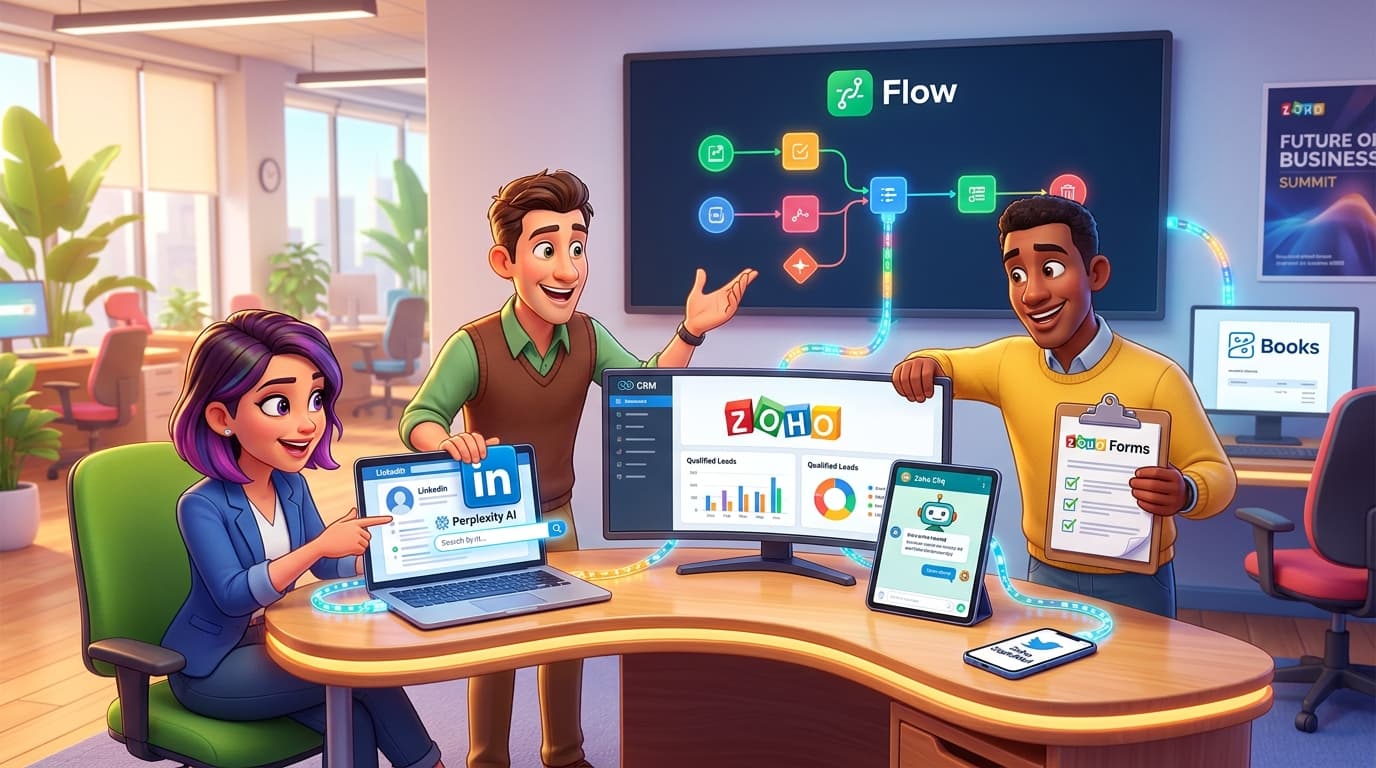 Zoho CRM, Zoho Cliq und Zoho Flow Integration für LinkedIn-Lead-Workflows
