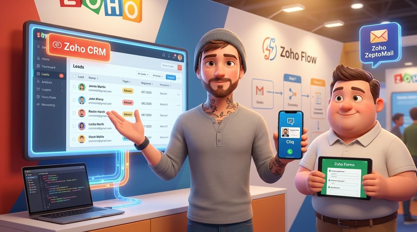 Zoho CRM, Zoho Cliq und Zoho Forms im automatisierten Messe-Lead-Workflow