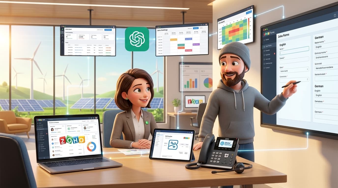 Zoho CRM, Zoho Desk und OpenAI API für weltweiten Support und Vertrieb
