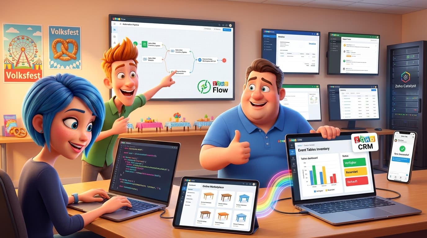 Zoho CRM, Zoho Flow und API-Integration für Echtzeit-Inventarabgleich