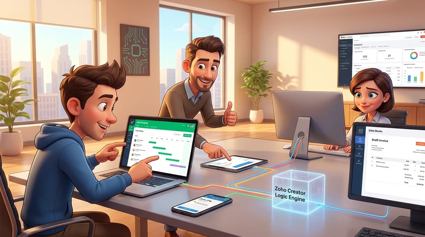 Zoho Projects, Books und CRM per API für Abrechnungs-Widget verbinden