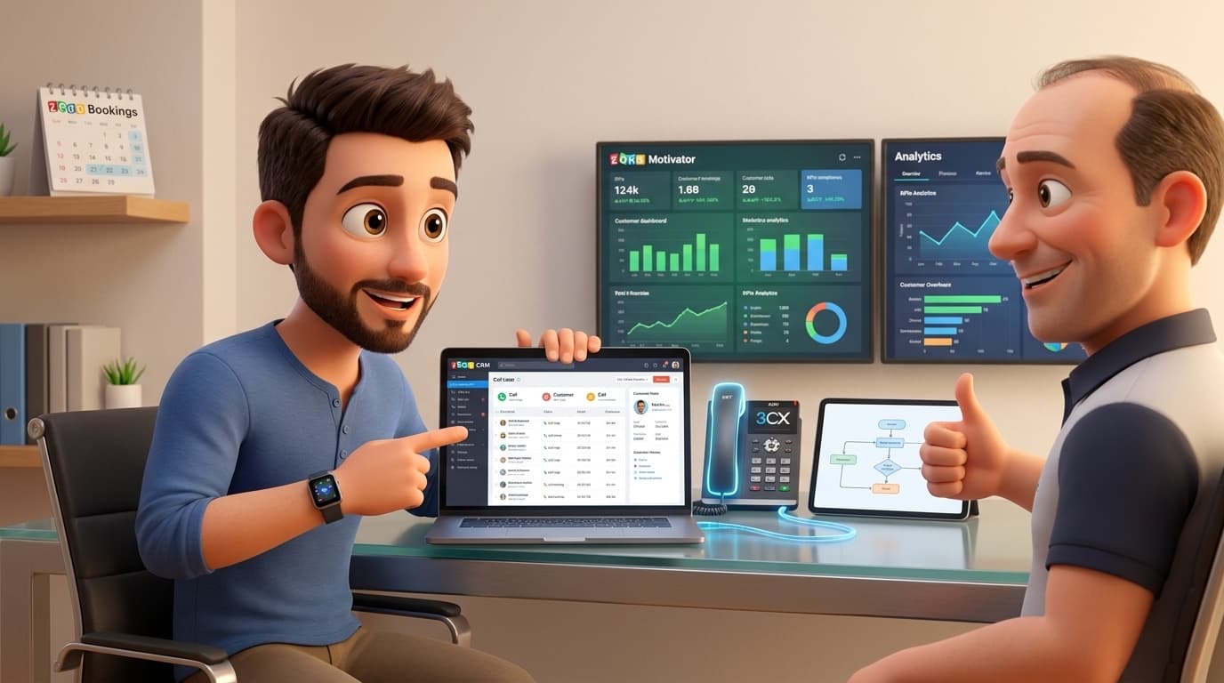 3CX-Integration mit Zoho CRM, Deluge und Motivator für KPI-basiertes Lead-Management