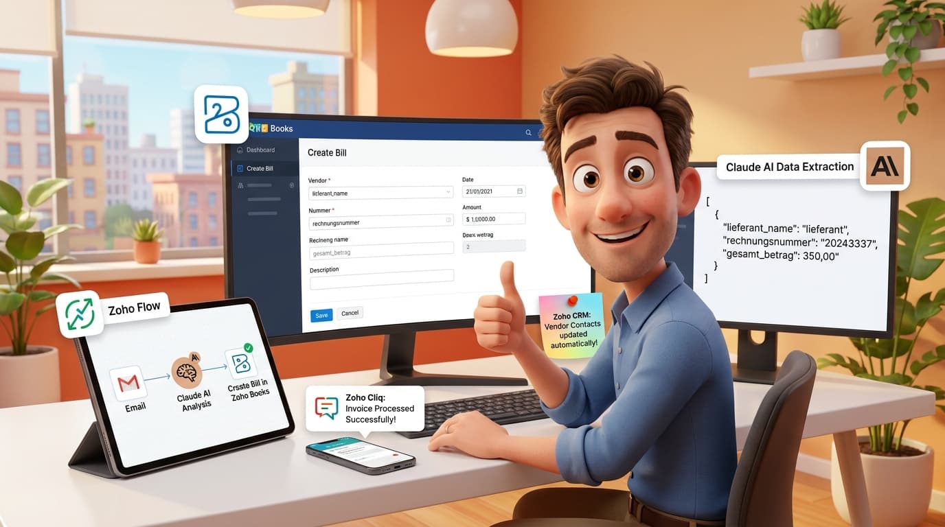 Automatisierte Eingangsrechnungen mit Zoho Books, Zoho Flow und Claude API: Tutorial zur KI-basierten Belegerfassung