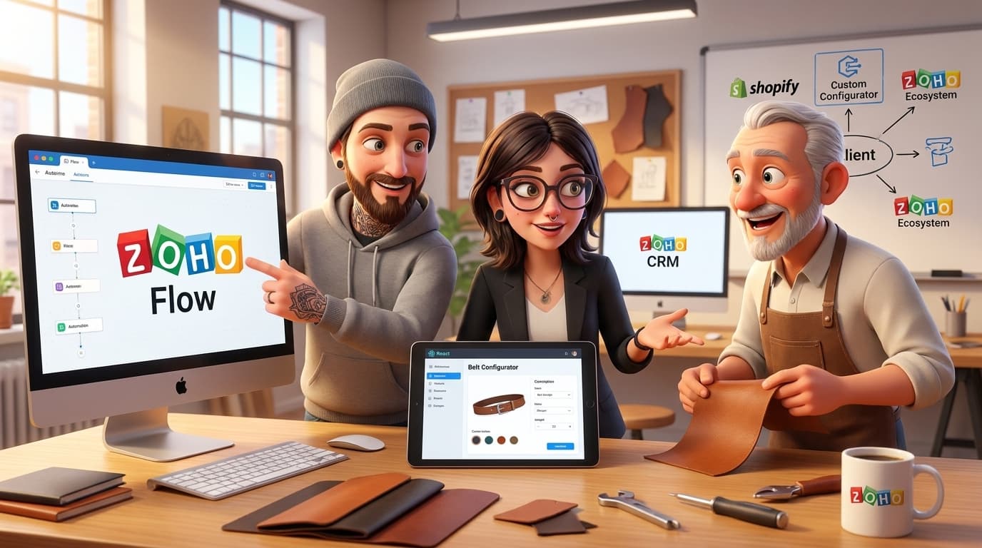 Shopify, React-Konfigurator und Zoho Flow: Hybrides E-Commerce-Backend integrieren
