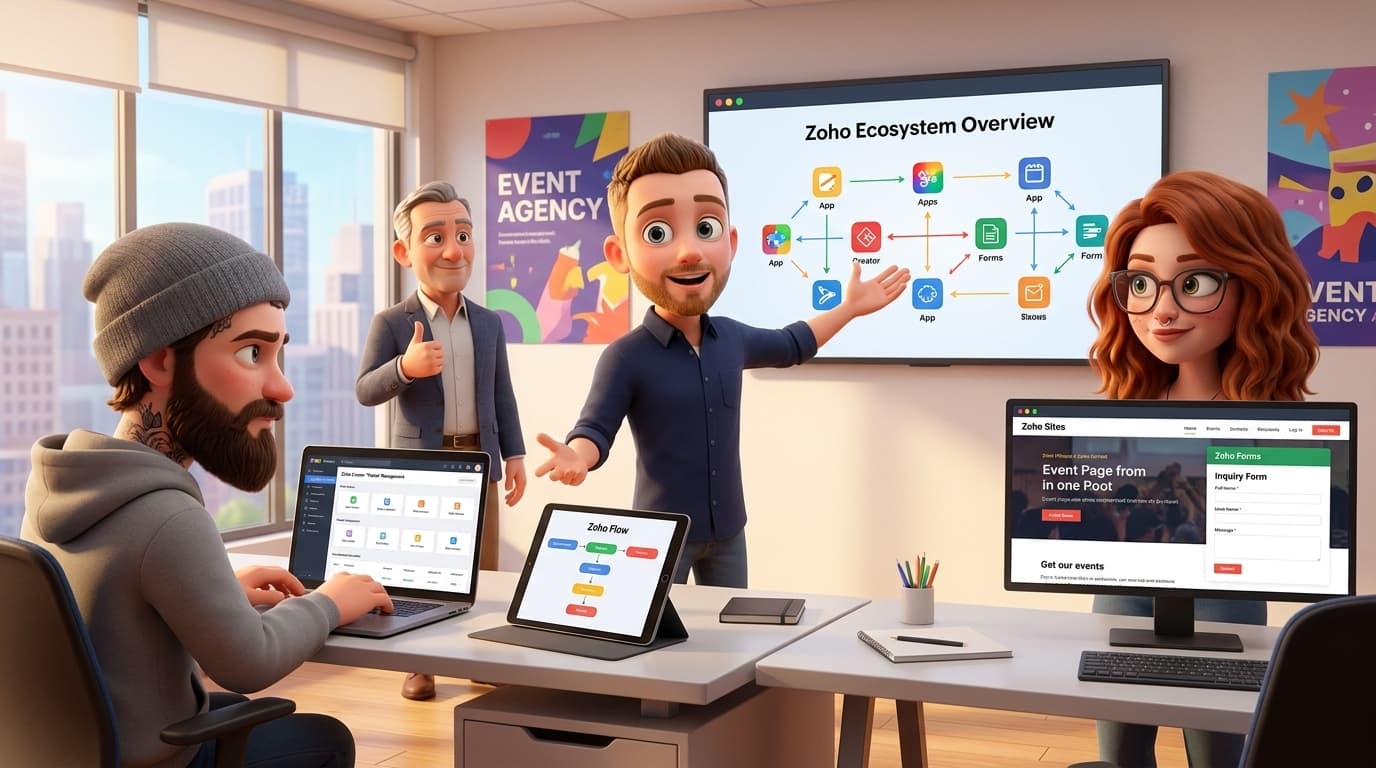 Tutorial: Zoho Creator, Flow und externe APIs für Event-Marktplatz-MVP erstellen