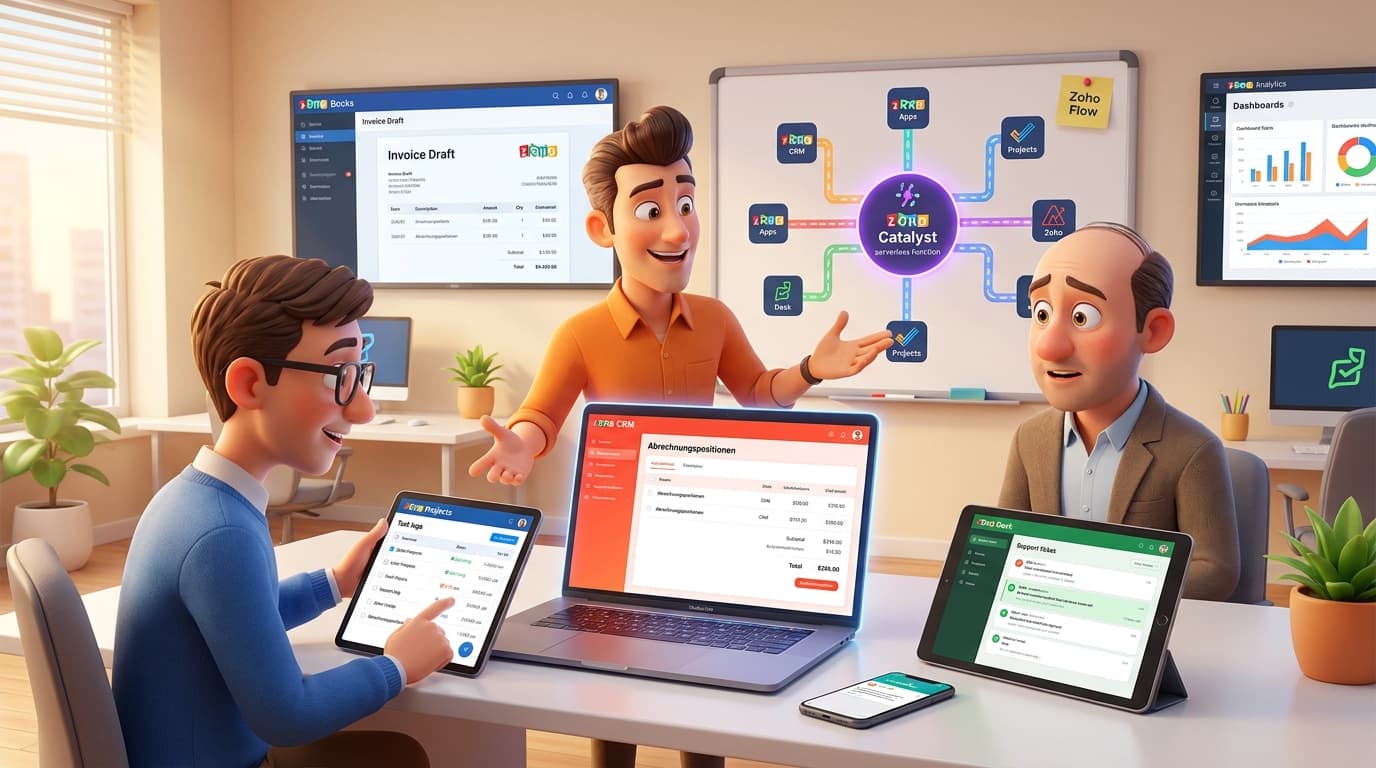 Tutorial: Zoho CRM, Books, Desk und Projects via Catalyst für automatisierte, stundenbasierte Abrechnung integrieren