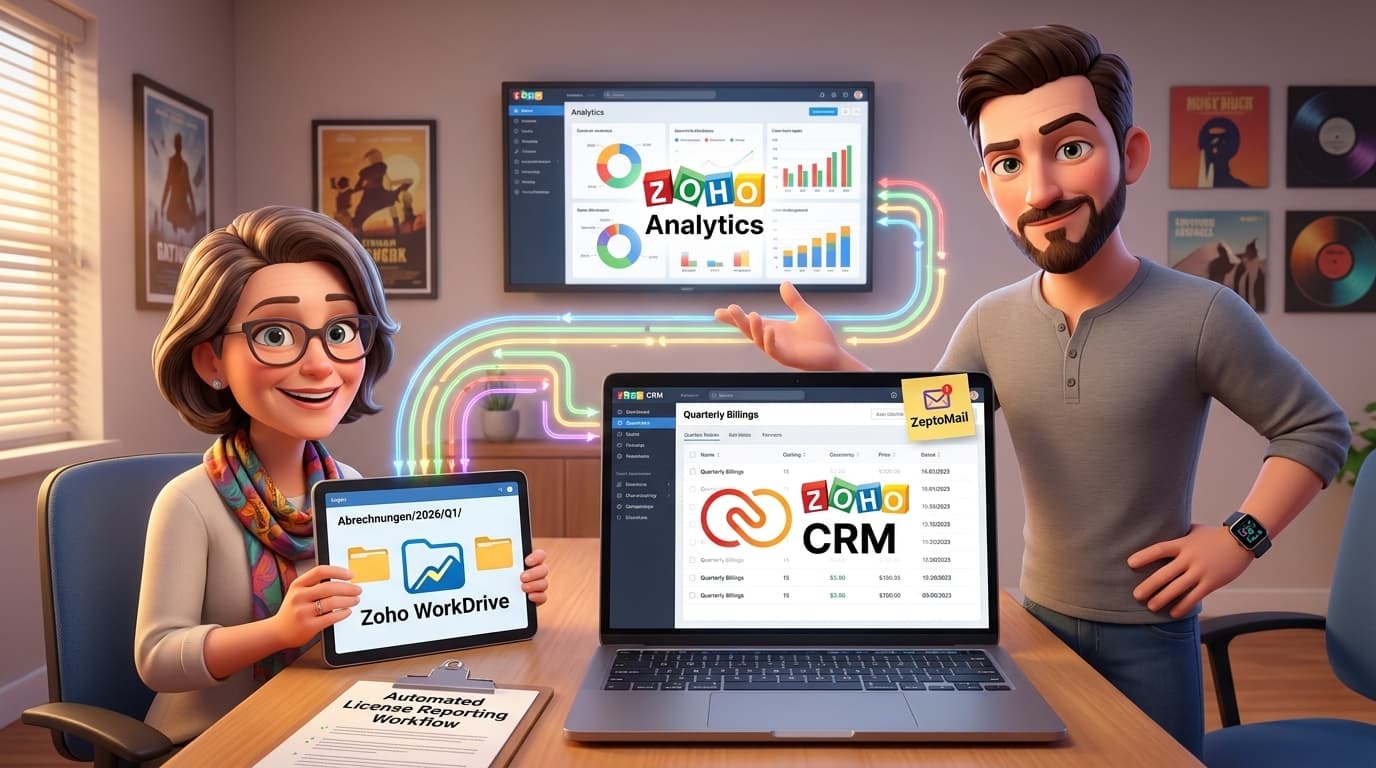 Vollautomatisierte Quartalsabrechnung mit Zoho CRM, WorkDrive und Deluge: Schritt-für-Schritt Integration