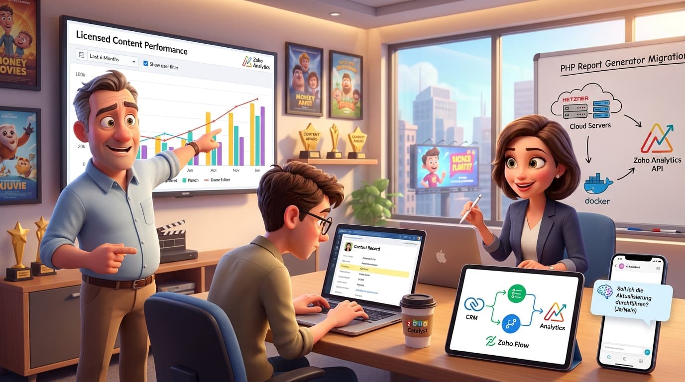 Zoho Analytics, PHP-API-Integration und KI-Bot für Media-Controlling lernen