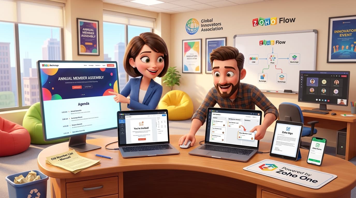 Zoho Backstage, CRM und Zoho Sign integrieren: Tutorial Event- und Mitglieder-Management