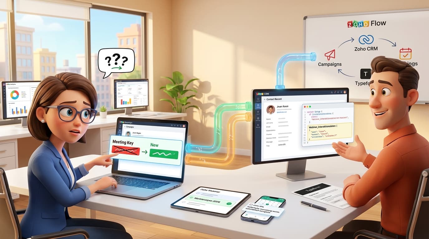 Zoho Campaigns, CRM und Webinar: Fehlererkennung und Follow-up-Prozess automatisieren