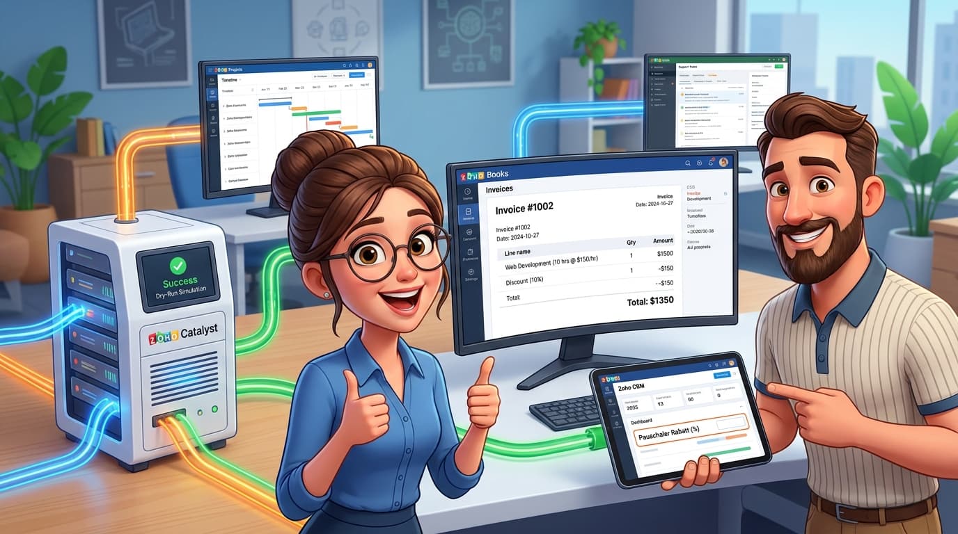Zoho Catalyst Integration: Automatisierte Rechnungsstellung mit Projects, Books und CRM
