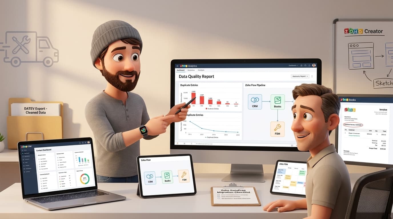 Zoho CRM, Books und FSM: Datenintegrität sichern und Duplikate systematisch bereinigen