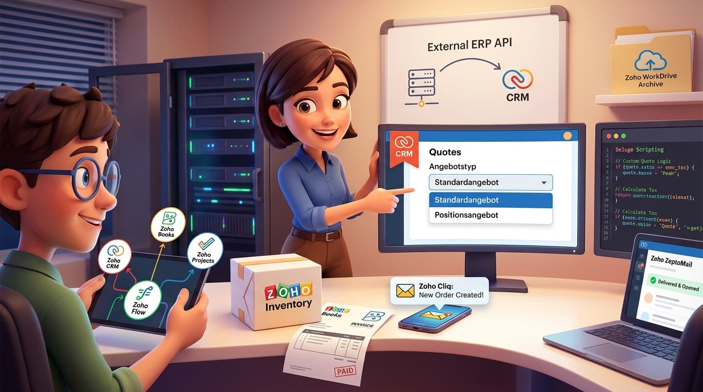 Zoho CRM, Deluge und API-Integrationen für Angebots-Workflows lernen
