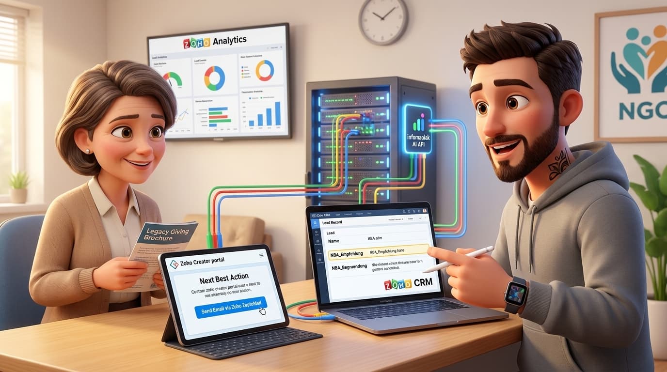Zoho CRM, Deluge und Infomaniak KI-API: Tutorial zur NBA-Engine für Fundraising