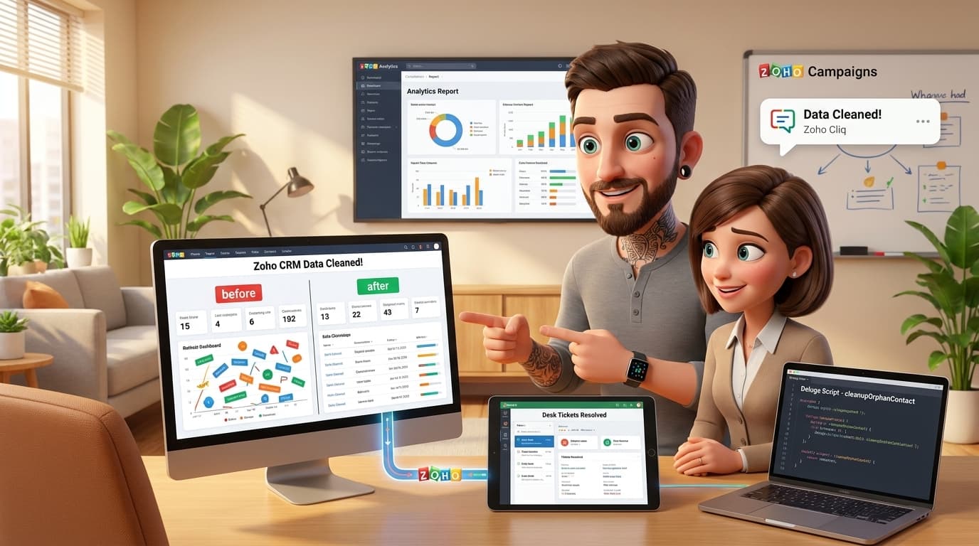 Zoho CRM, Desk und Deluge: Automatische Bereinigung verwaister Kontakte