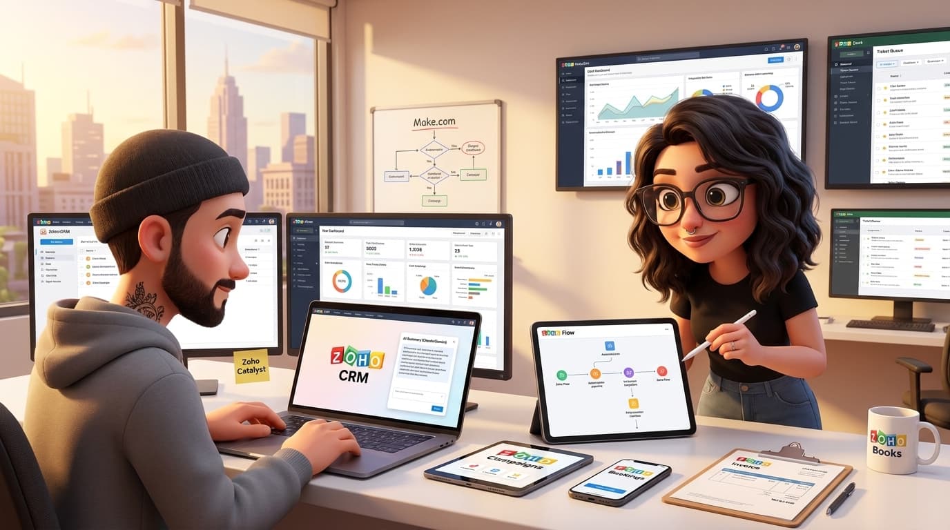 Zoho CRM, Desk und externe APIs: Webinar-Kampagnen bis KI-Support automatisieren