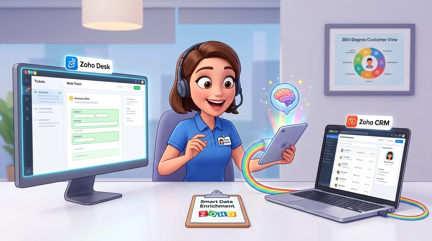 Zoho CRM, Desk und OpenAI API Integration für automatisierte Kontaktdaten-Anreicherung