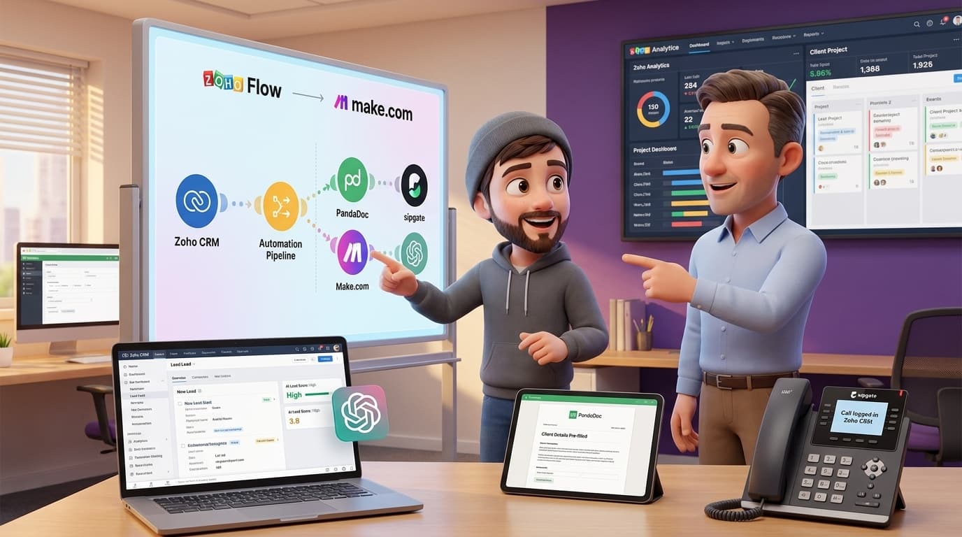 Zoho CRM, Flow und OpenAI API integrieren: Tutorial zu Lead-Scoring, Dokumentenautomatisierung und Cloud-Telefonie