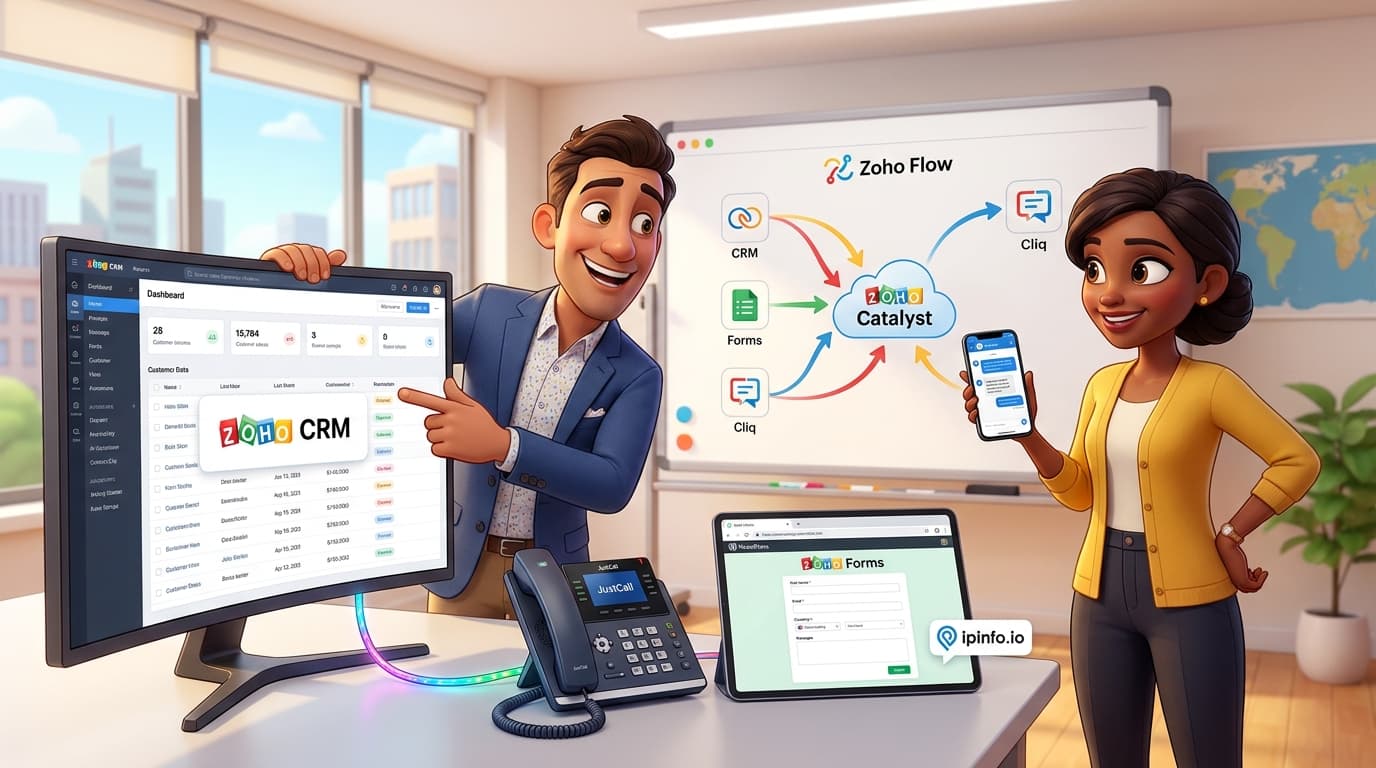 Zoho CRM, Forms und JustCall API: Praxistutorial Lead-Management mit Geo-IP Routing und KI-Assistent in Cliq