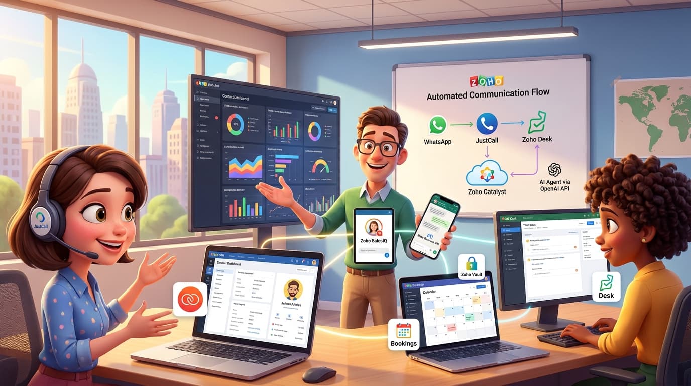 Zoho CRM, JustCall und WhatsApp API für Omnichannel-Support integrieren