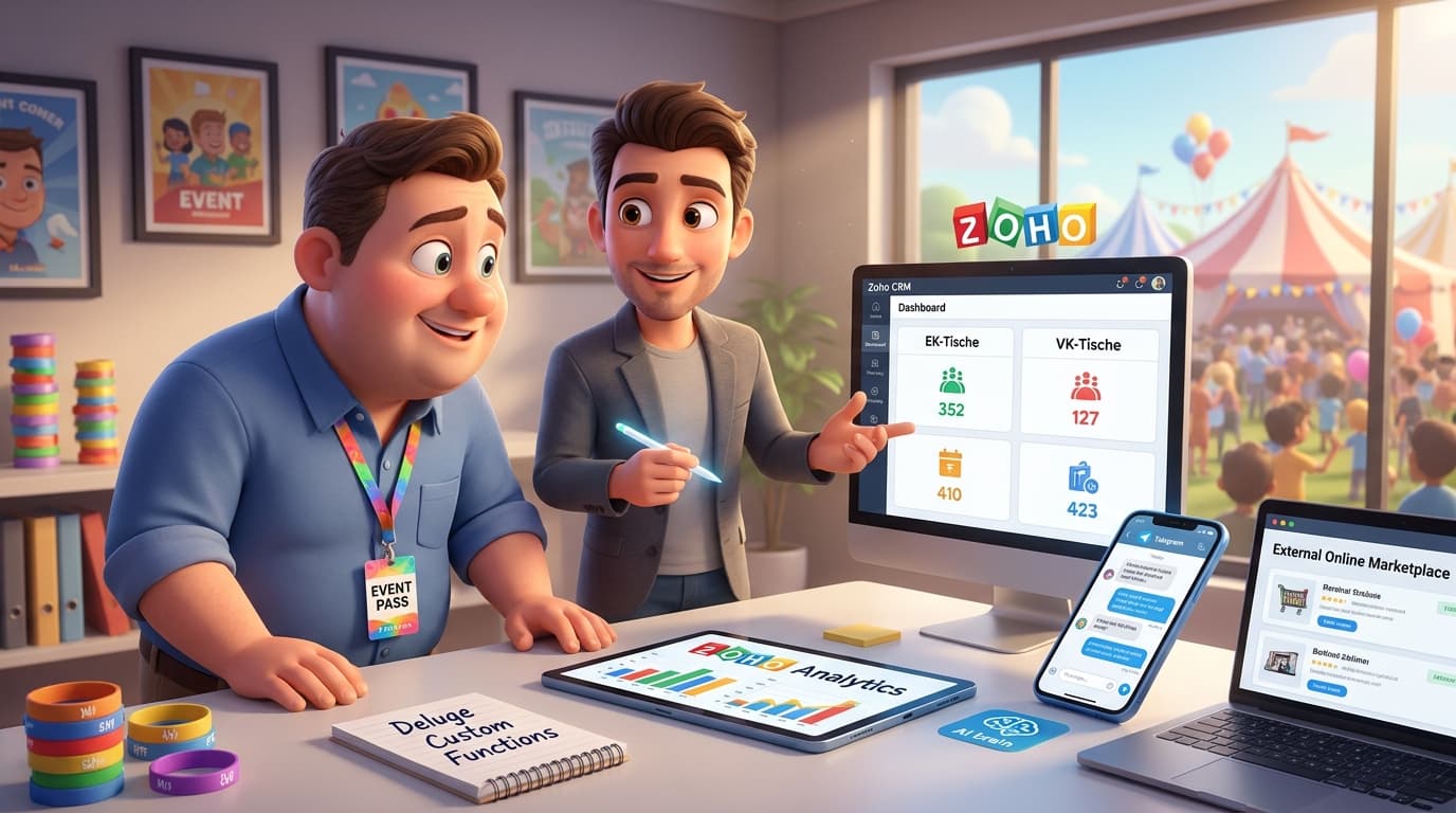 Zoho CRM, Marktplatz-API und Telegram KI für Event-Management automatisieren