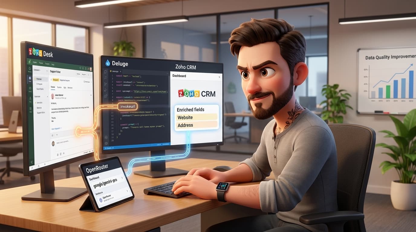 Zoho CRM + OpenRouter API: KI-gestützte Datenanreicherung mit Deluge-Skripten