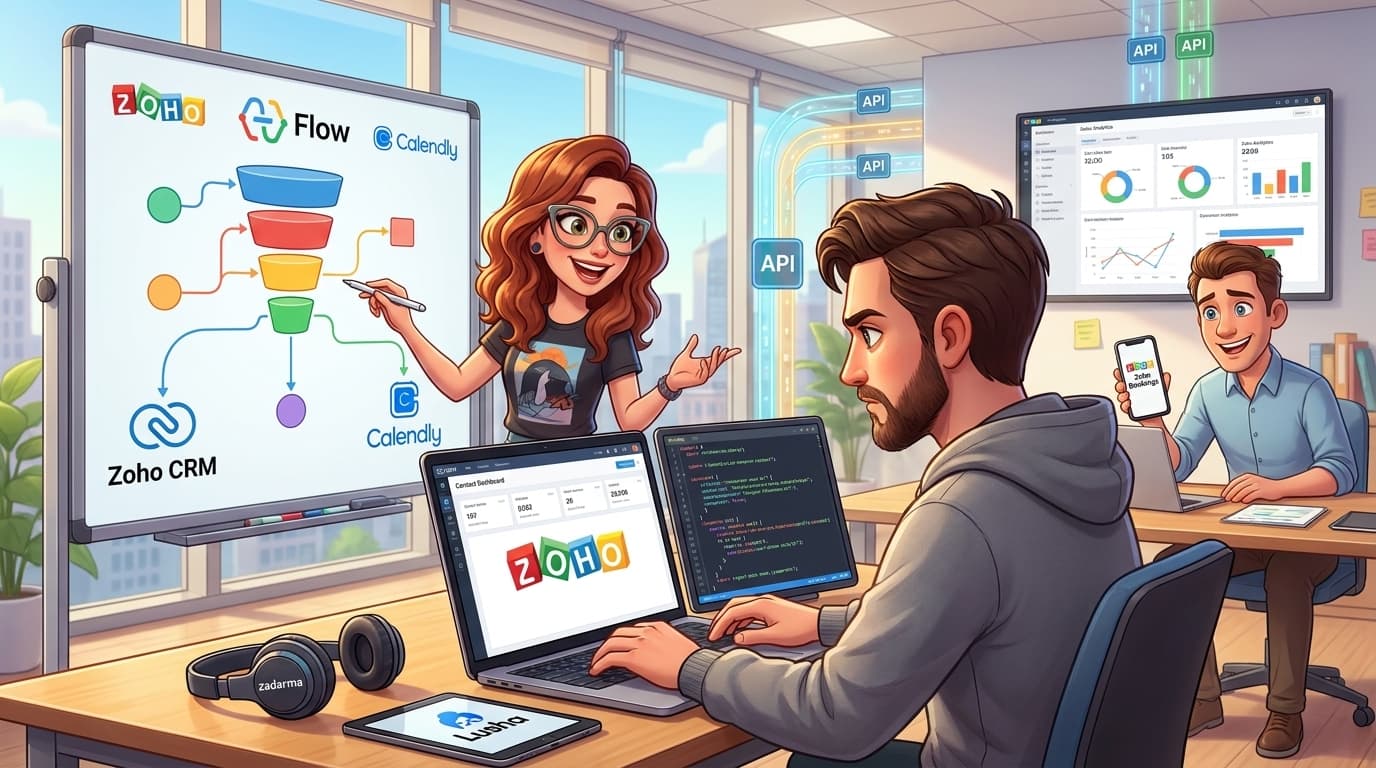 Zoho CRM, Zadarma-API und Calendly für Lead-Management automatisieren