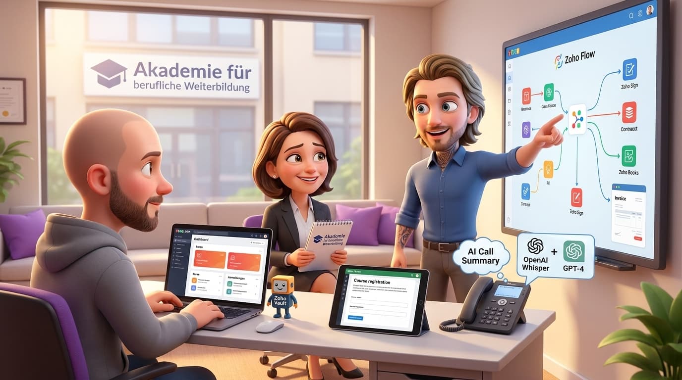 Zoho CRM, Zoho Books, DATEV und OpenAI API für Kursverwaltung und Vertragsautomatisierung – Tutorial