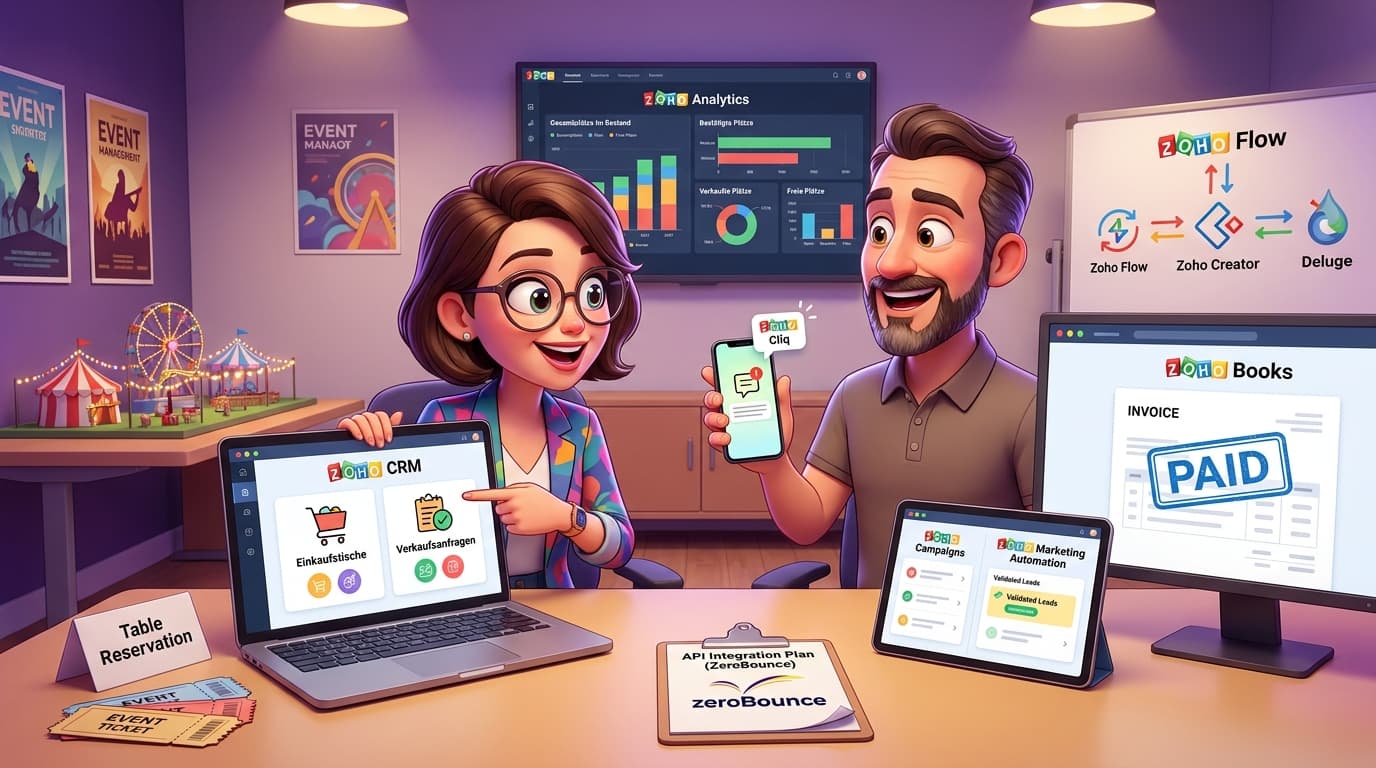 Zoho CRM, Zoho Books und externe APIs für Event-Ticketing integrieren: Praxis-Tutorial