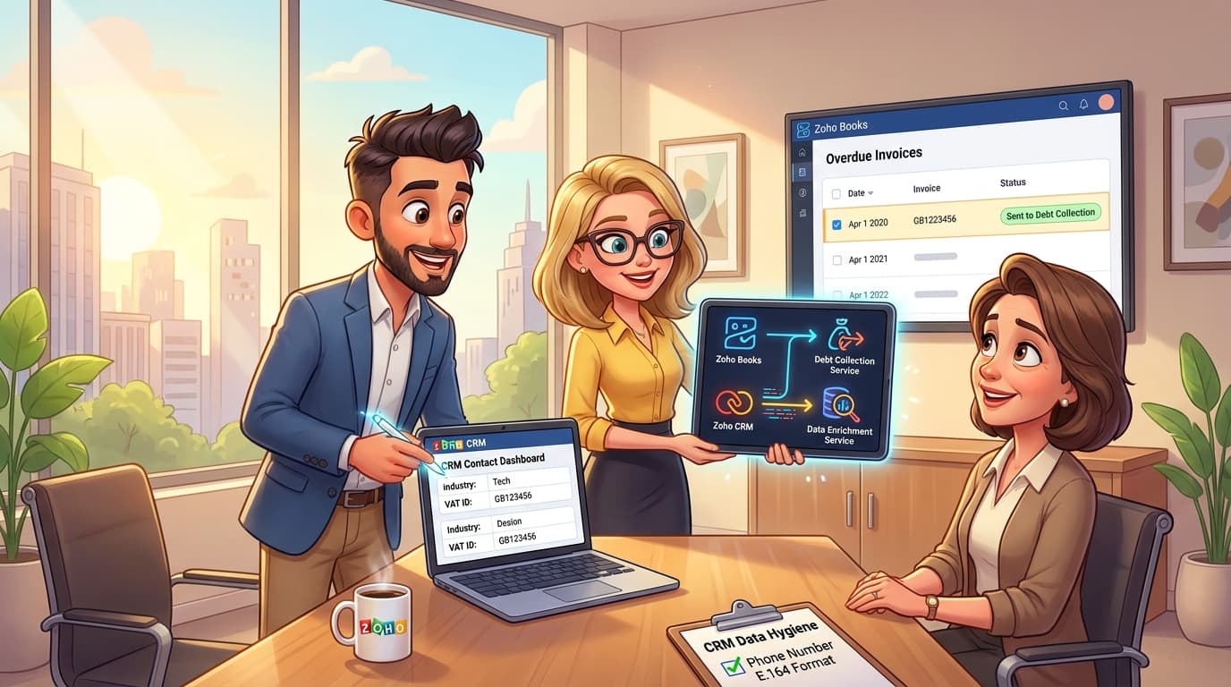 Zoho CRM, Zoho Books und externe APIs im Forderungsmanagement automatisieren