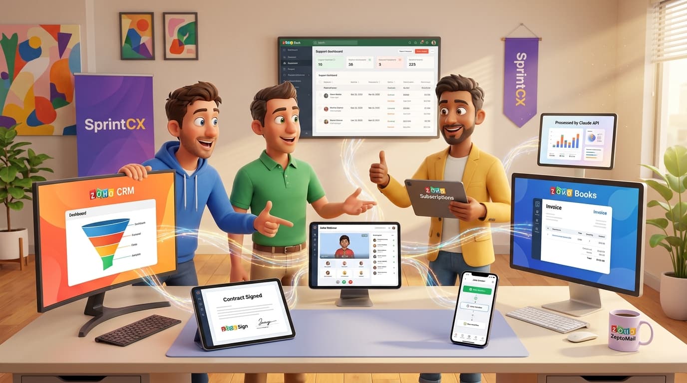 Zoho CRM, Zoho Webinar, Zoho Sign und API: Komplett-Automation von Webinar-Lead bis Abo