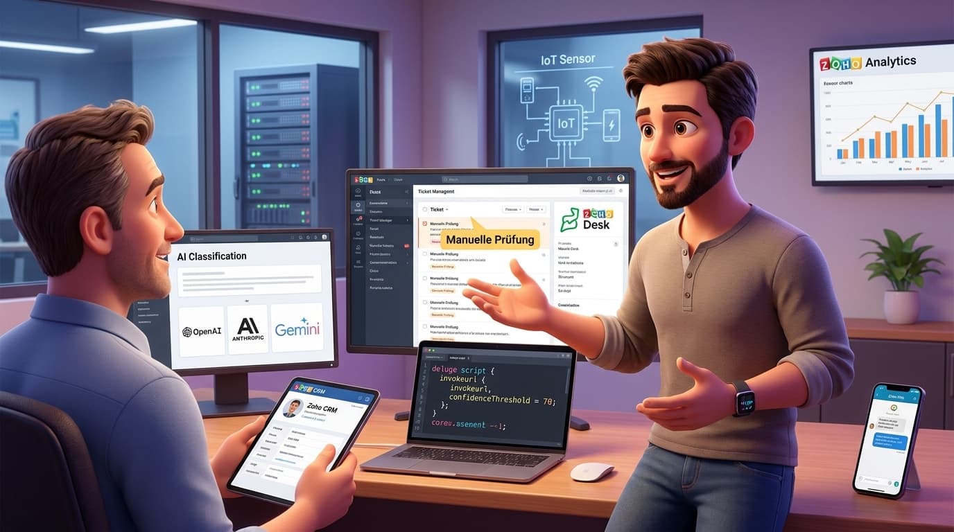 Zoho Desk, Deluge und OpenAI API für selbstüberwachtes Ticket-Management lernen