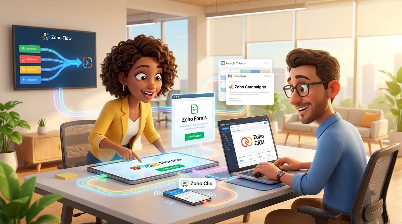 Zoho Forms, CRM und Flow im Lead-Management nach Webinaren integrieren