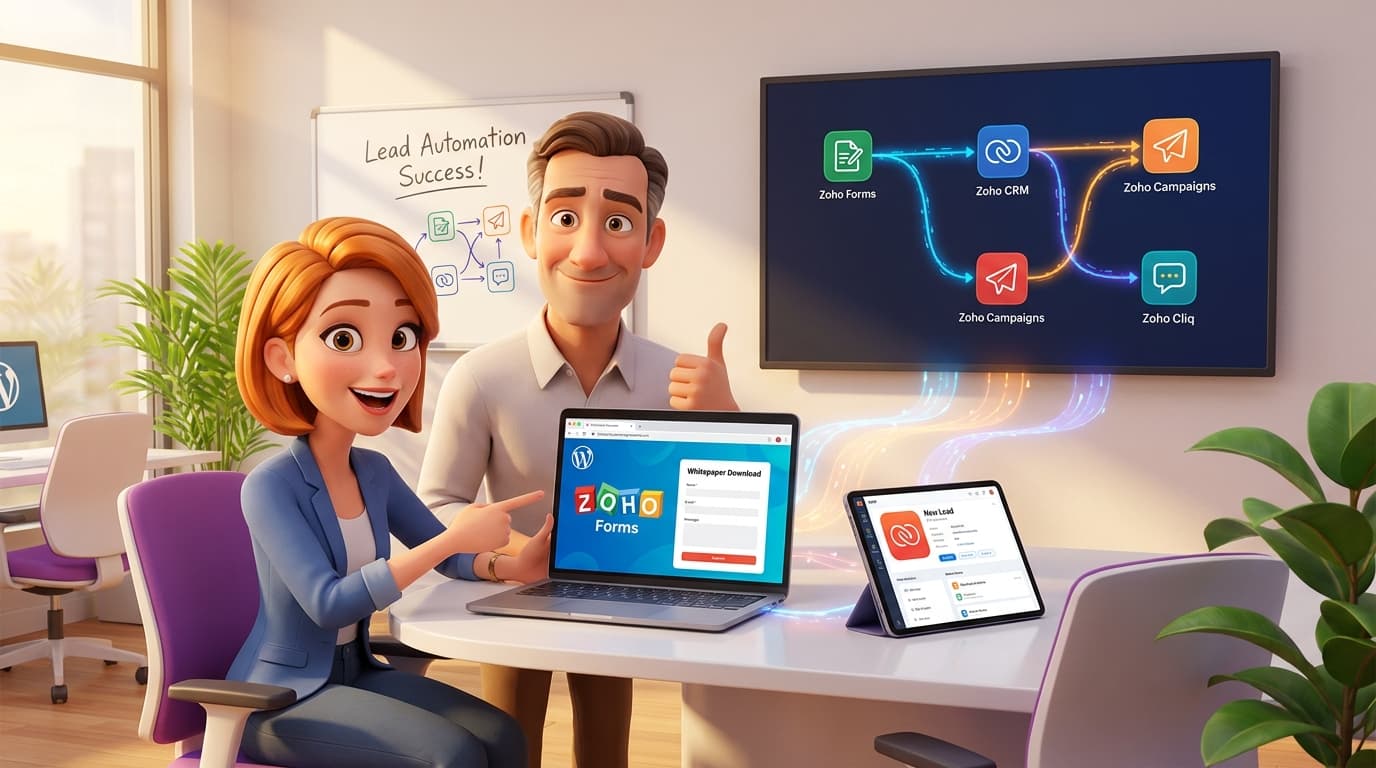 Zoho Forms, Zoho CRM und Zoho Flow Integration für automatisiertes Lead-Management in WordPress