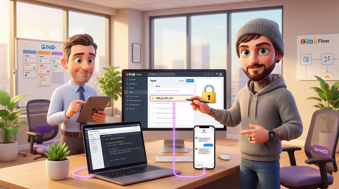 Zoho Vault, Deluge Custom Functions und Cliq für sicheres KI-Secret-Management Tutorial